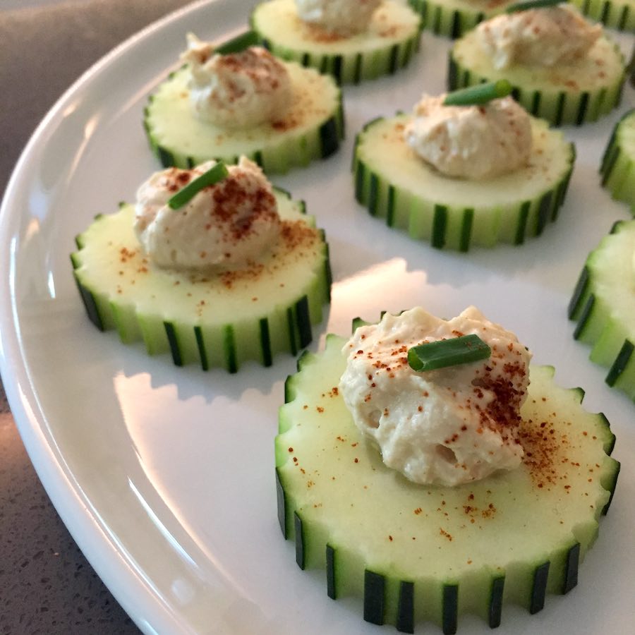 Cucumber Slices with Hummus