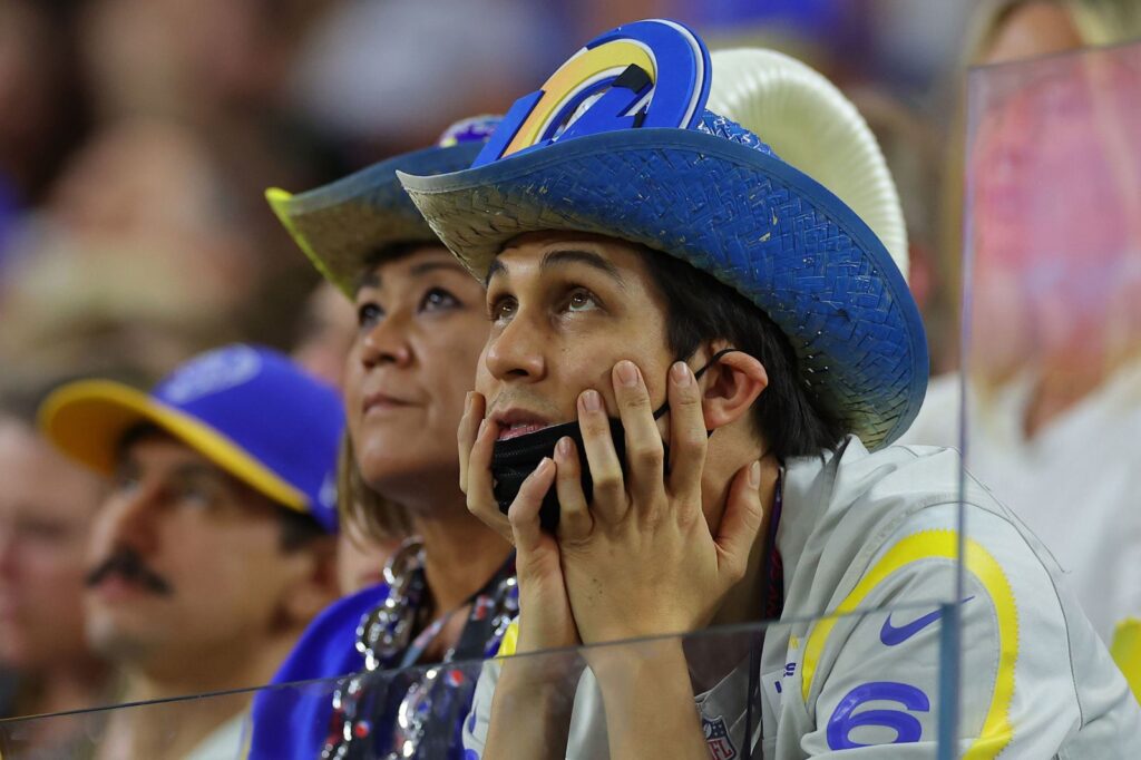 Rams fans watching the match at SoFi Stadium.Kevin C. Cox Getty Images